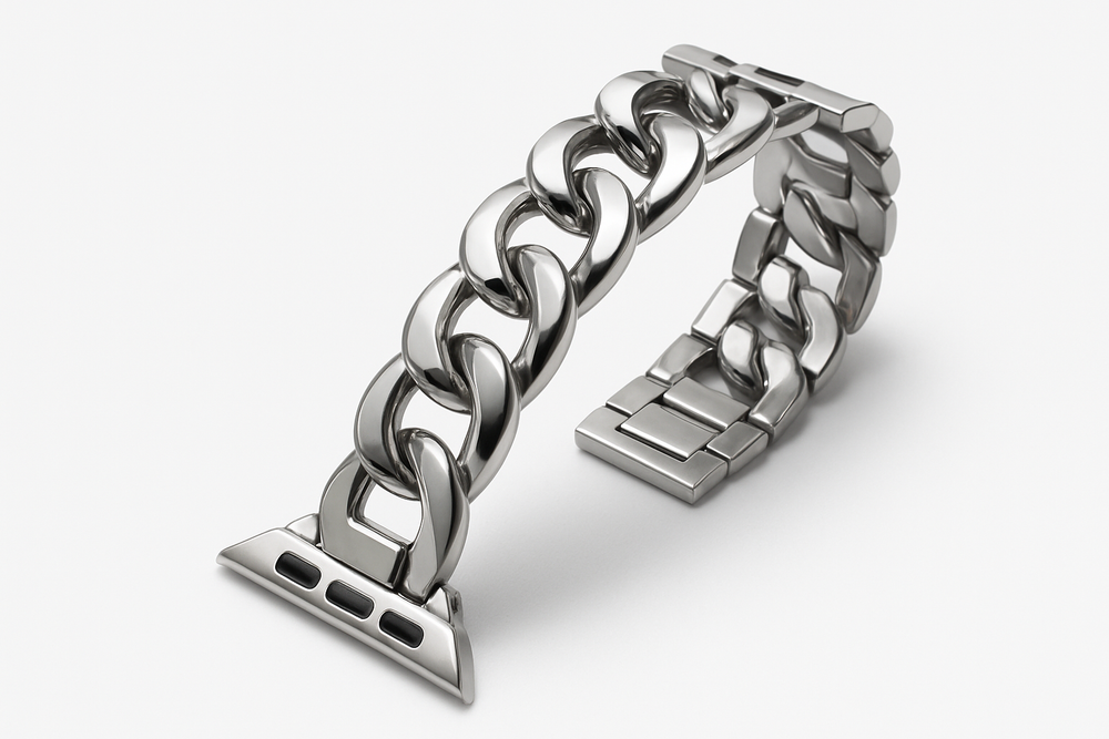 Enhanced Silver Chain Link Watch Band