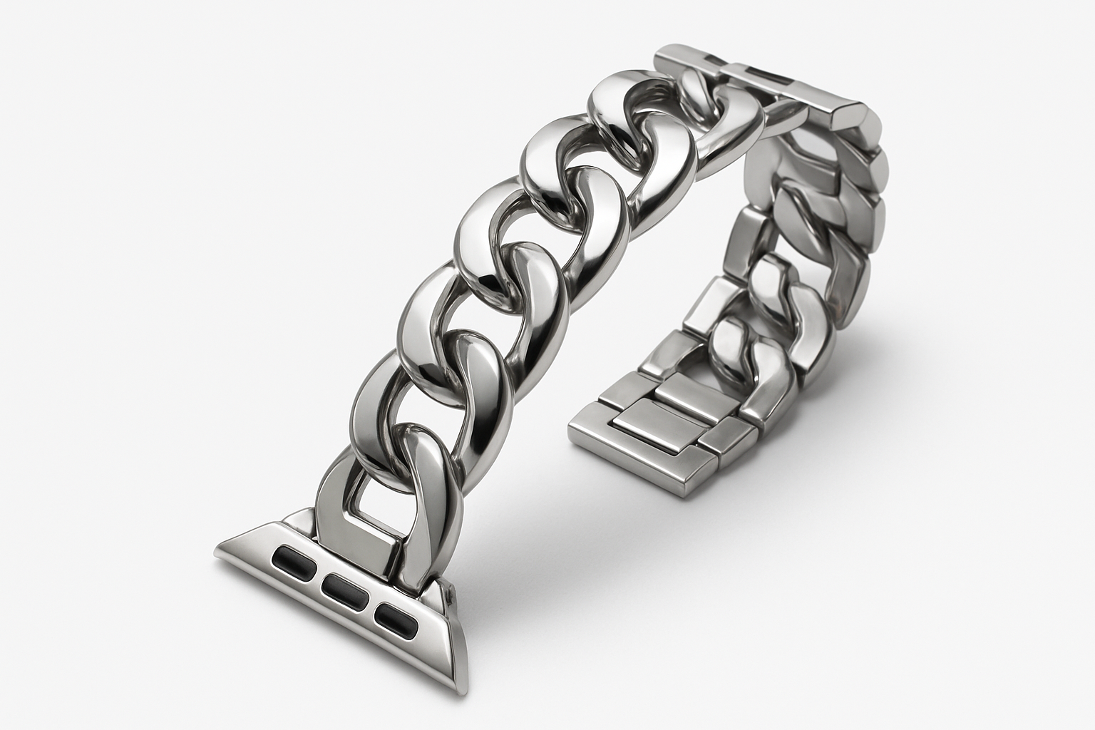 Enhanced Silver Chain Link Watch Band