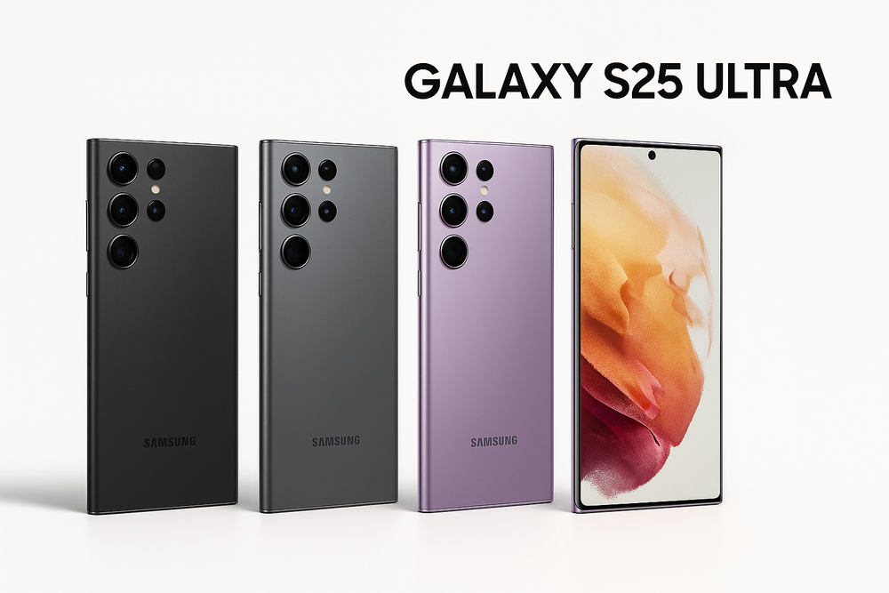 Samsung Galaxy S25 Ultra hero banner in all titanium colors